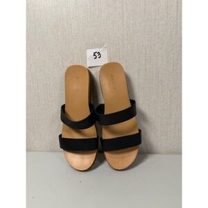 Aldo Womens Black Double Strap Slide Sandals Flat Slip On Shoes Size 7.5